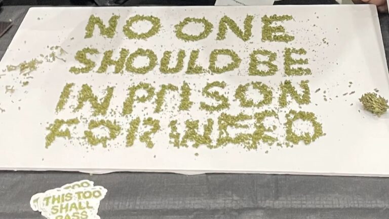 Art Made from Cannabis That Reads No One Should Be in Prison for Weed