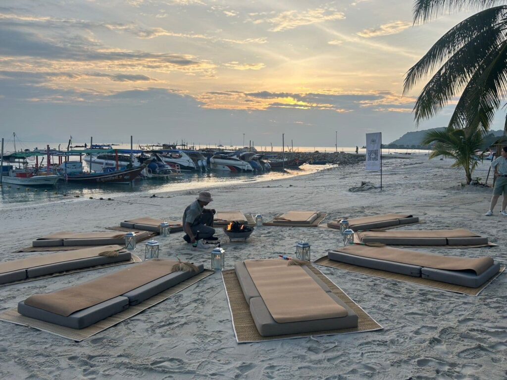 Thailand beach with fishing boats