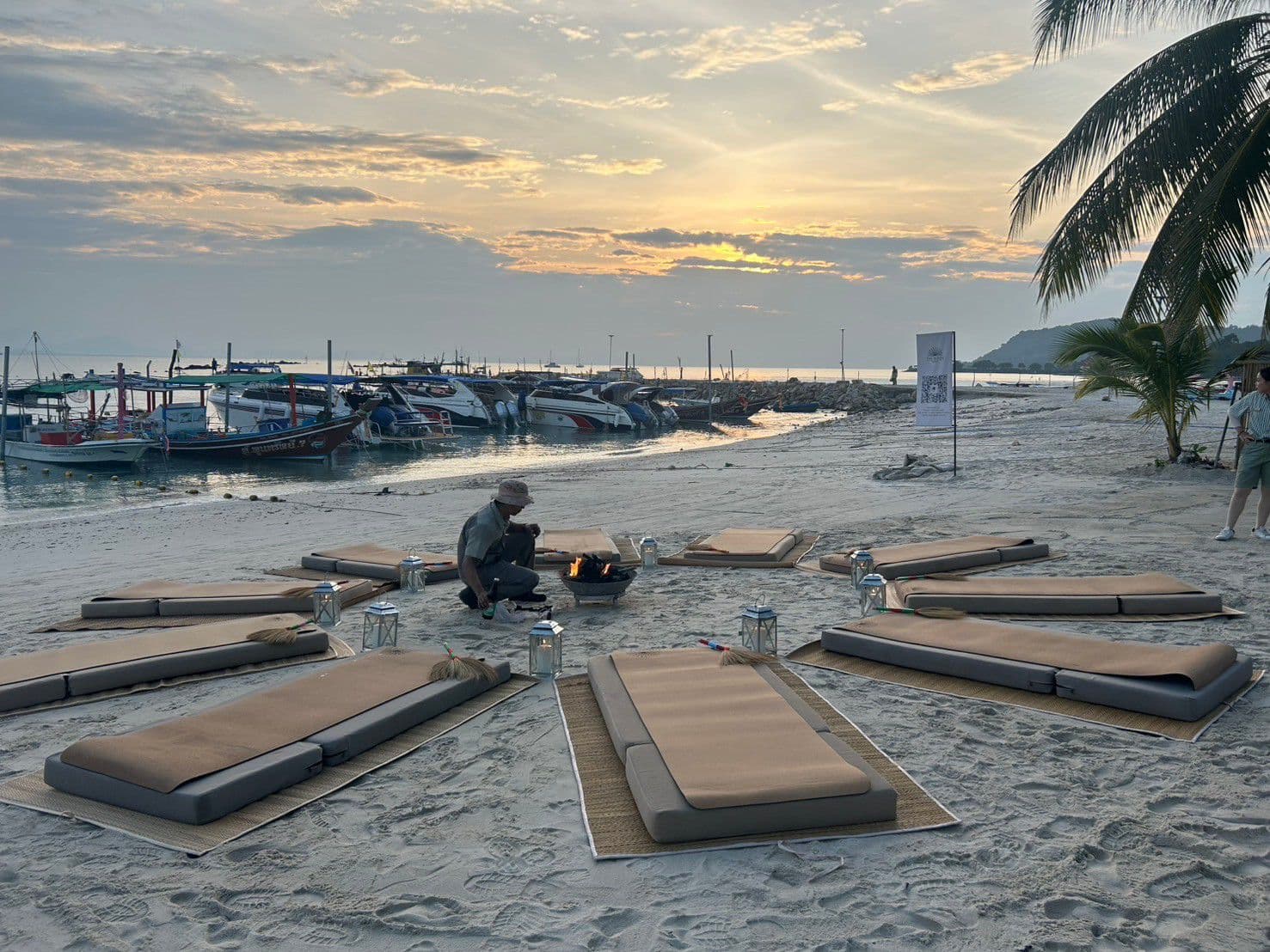 Thailand beach with fishing boats
