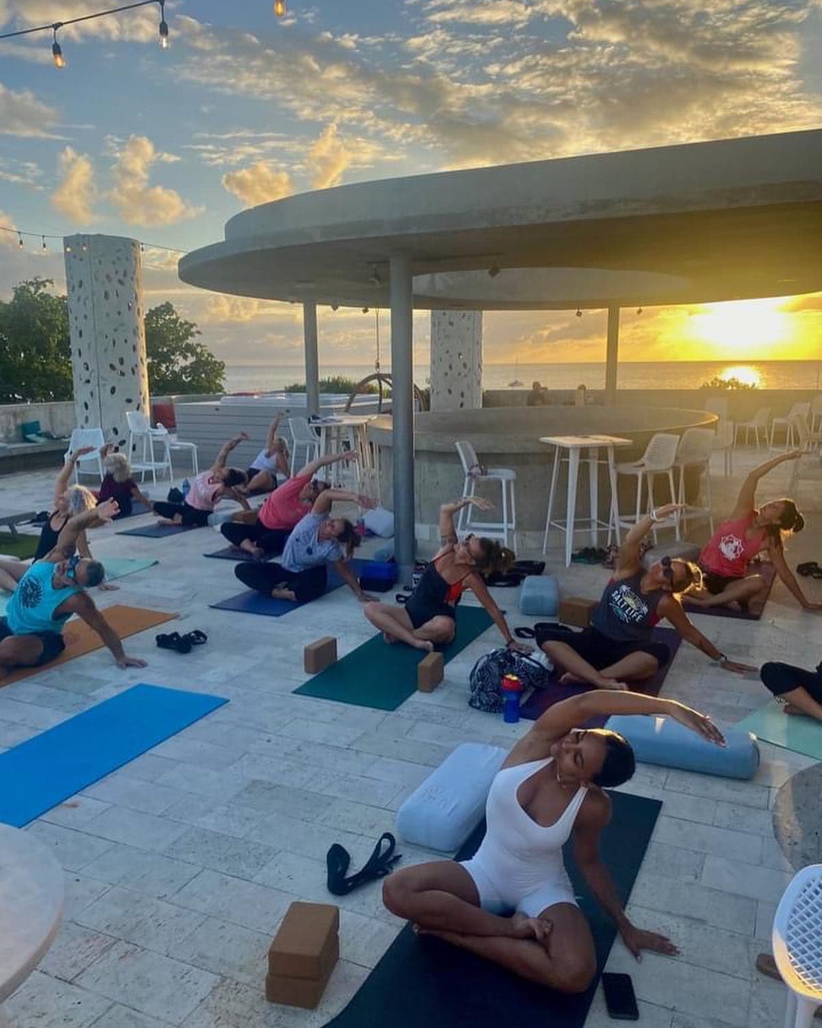 Yoga with a sunset