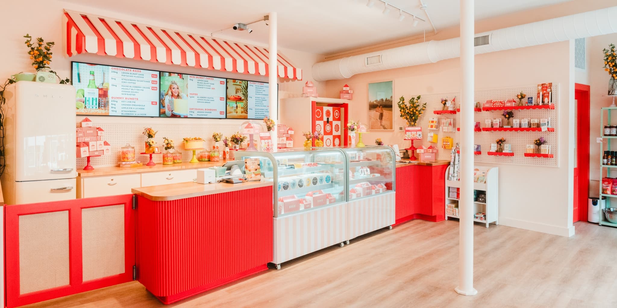 The interior of the nostalgic cannabis bakery Pot + Pan in Portland, ME